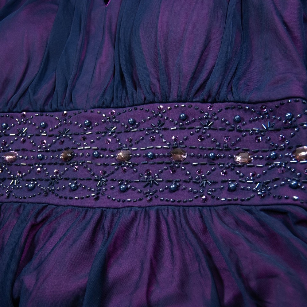 Jessica Howard Purple Beaded Halter Neck Sleeveless Cocktail Party Dress 14 P - Picture 5 of 8